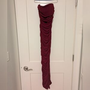 Vici Burgundy Ruched Dress
